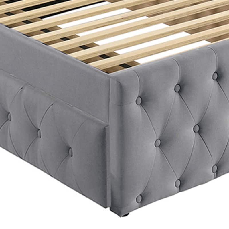 Linen Fully Upholstered Twin Size Bed with Trundle