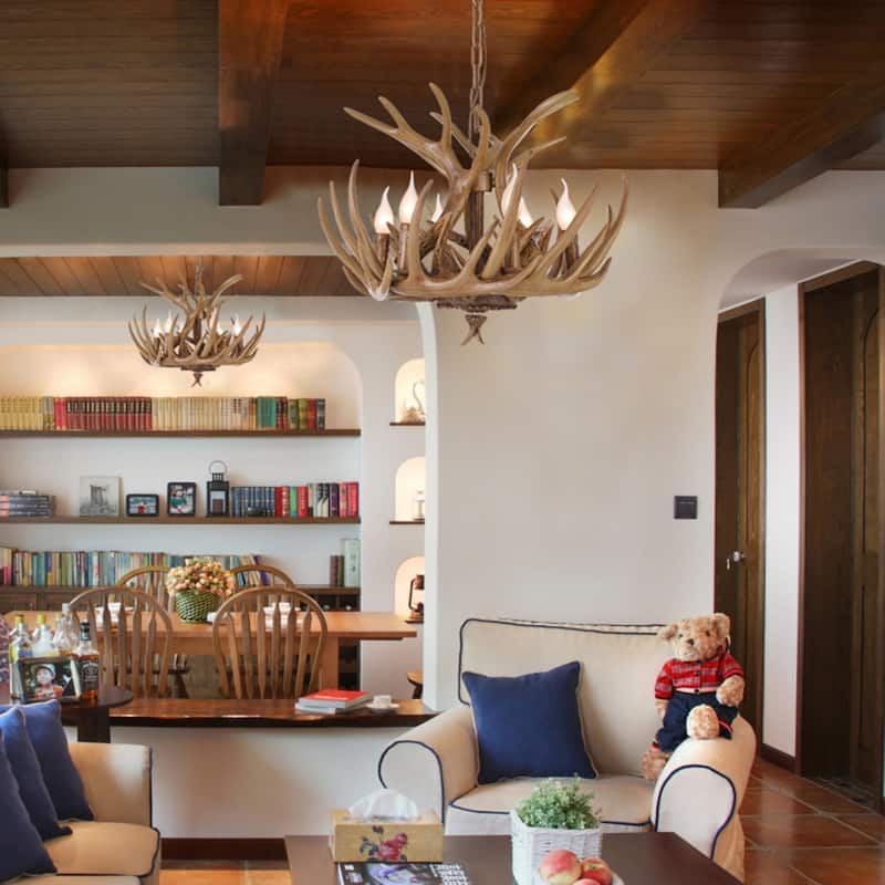 6 Light Natural Horn Color Antelope Antler Lighting