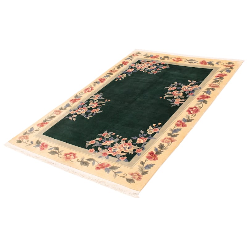 ECARPETGALLERY Hand-knotted Aubusson Green Wool Rug - 6'0 x 9'0