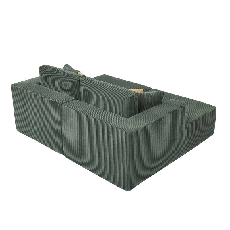 Full Compressed Corduroy Upholstered Double Chaises Loveseat
