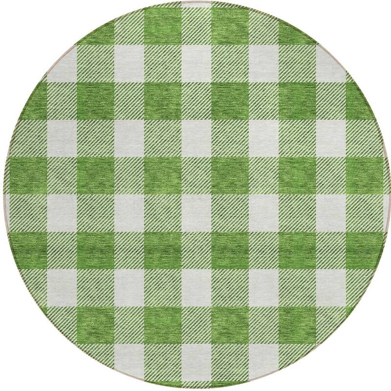 HomeRoots Plaid Transitional Rectangle Outdoor Rug