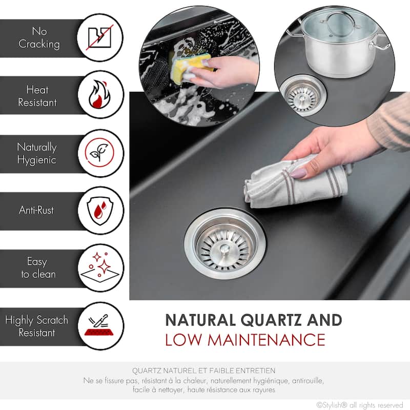 Dual mount 28 inch Black Composite Granite Single Bowl Workstation Kitchen Sink