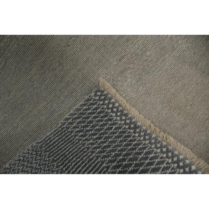 Hand Knotted Oriental 100% Wool Carpet Modern Geometric Greys & Charcoal Contemporary Area Rug - 8' 0'' X 4' 9''
