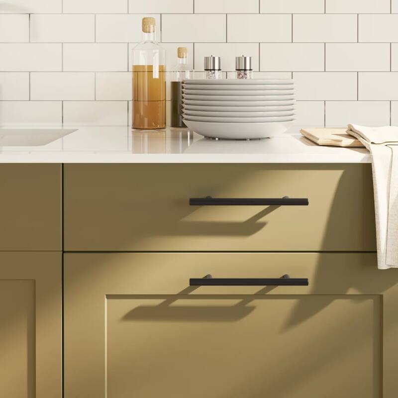 vidaXL Cabinet Handle Set Stainless Steel Medium - Black-0.5 x 12.6 x 7.6 in