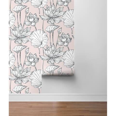 Riverbank, Lotus Floral 18' x 20.5" Peel & Stick Wallpaper Roll