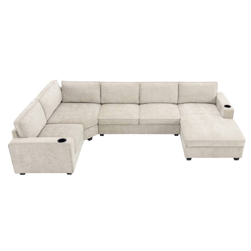 Merax 119*67" U Shaped Chenille Sectional Sofa
