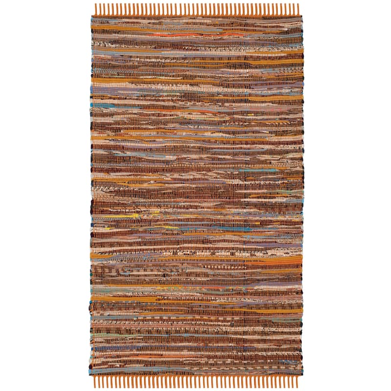 SAFAVIEH Handmade Rag Rug Bookem Casual Stripe Cotton Rug with Fringe