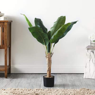 SAFAVIEH Faux Banana Leaf 40-inch Potted Tree - Green - 35"W x 35"D x 40"H