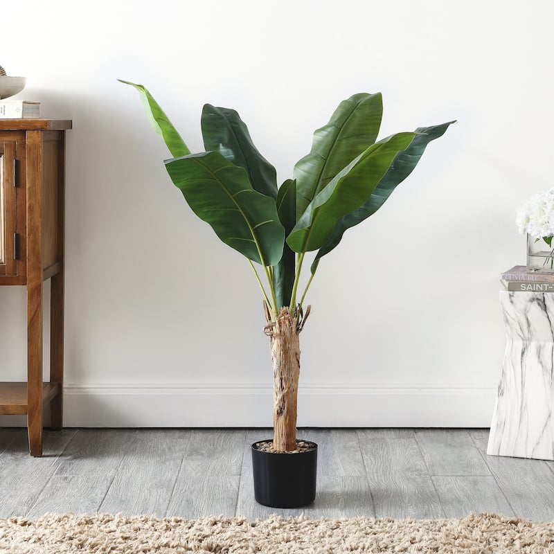 SAFAVIEH Kimberlee Faux Banana Leaf 40-inch Potted Tree - 35" W x 35" D x 40" H - 35Wx35Dx40H