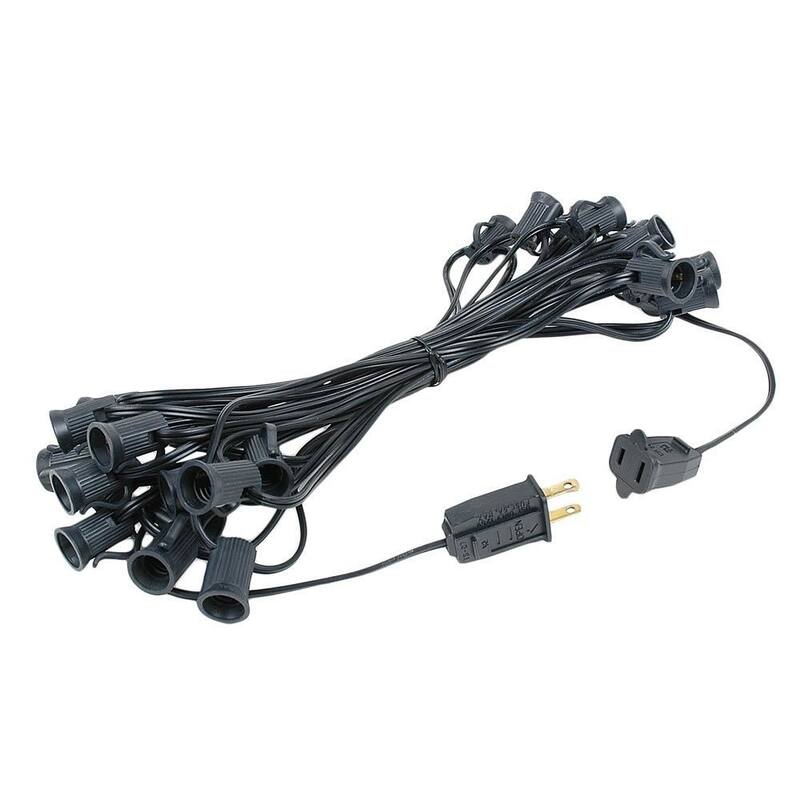 25 Foot C7 LED Christmas Light Set, Hanging String Lights, Black Wire