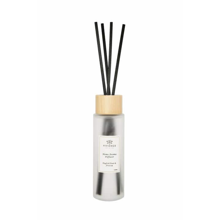 English Pear & Freesia Scent White Cylinder Shaped Bottle Diffuser - 1.75"D x 5"H - White