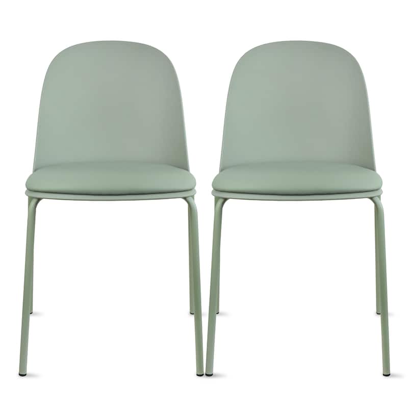 Set of 2 Plastic Dining Chairs Padded Seat Cushion For Kitchen Outdoor Patio Office Waiting Room Breakroom Guest - Green
