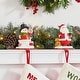 preview thumbnail 34 of 33, Glitzhome Resin Santa Snowman Penguin Gnomes with JOY Christmas Stocking Holders Mantel Ornament(Set of 3)