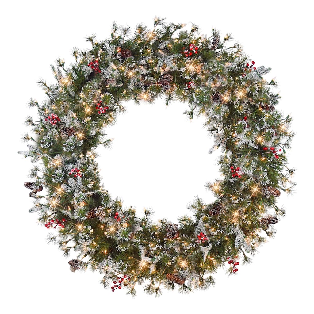 Glittery Pine Artificial Christmas Wreath, 48-Inch, Clear Lights