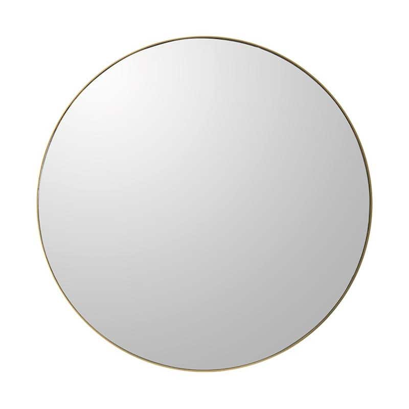 HomeRoots 30" Gold Round Wood Framed Accent Mirror - 29.9' X '29.9' X '1