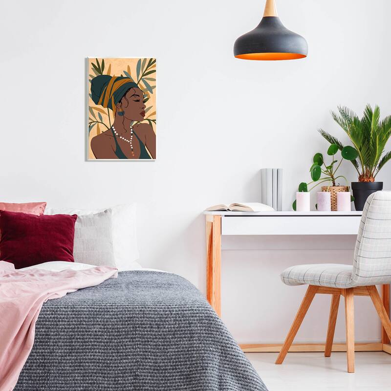 Stupell Bohemian Girl Botanical Leaves Wall Plaque Art by Ziwei Li