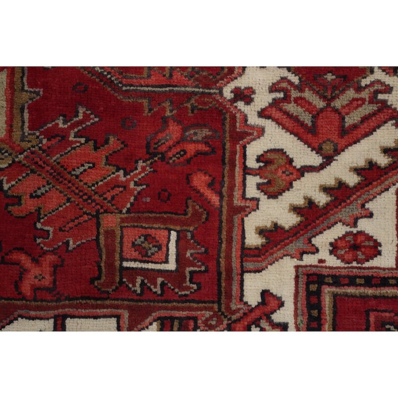 Hand Knotted Oriental 100% Wool Carpet Traditional Medallion Red Heriz Area Rug - 12' 6'' X 9' 6''