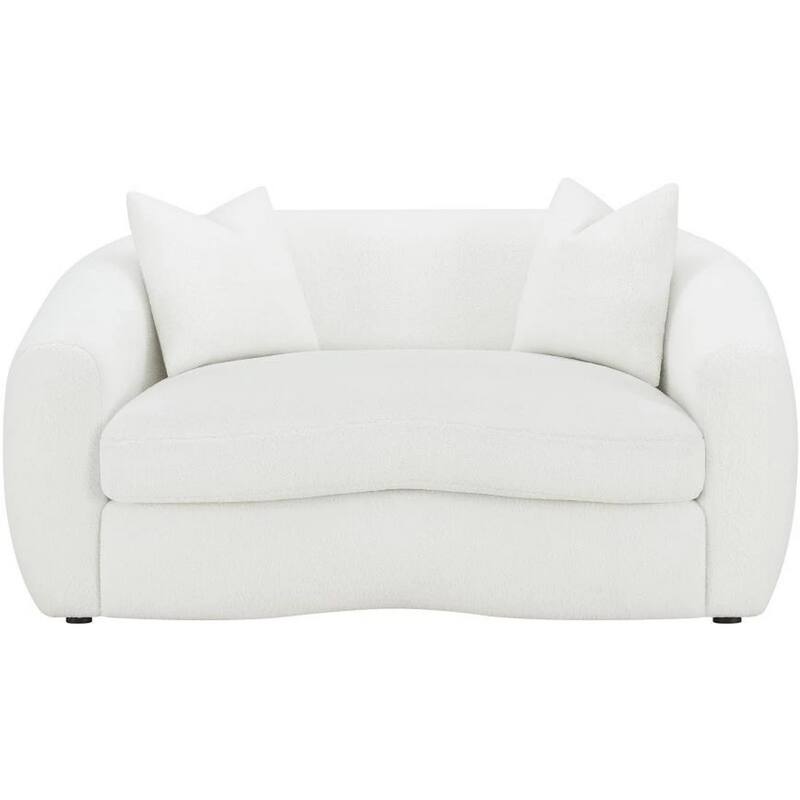 Viola 68 Inch Retro Curved Loveseat, Hypoallergenic White Boucle Fabric