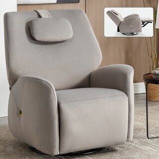 Swivel Rocker Power Recliner Chair with Lumbar and Neck Support Pillow ...