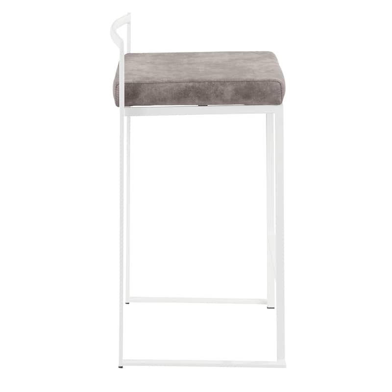 Porch & Den Forrest White Stackable Fully Welded Counter Stool (Set of 3)