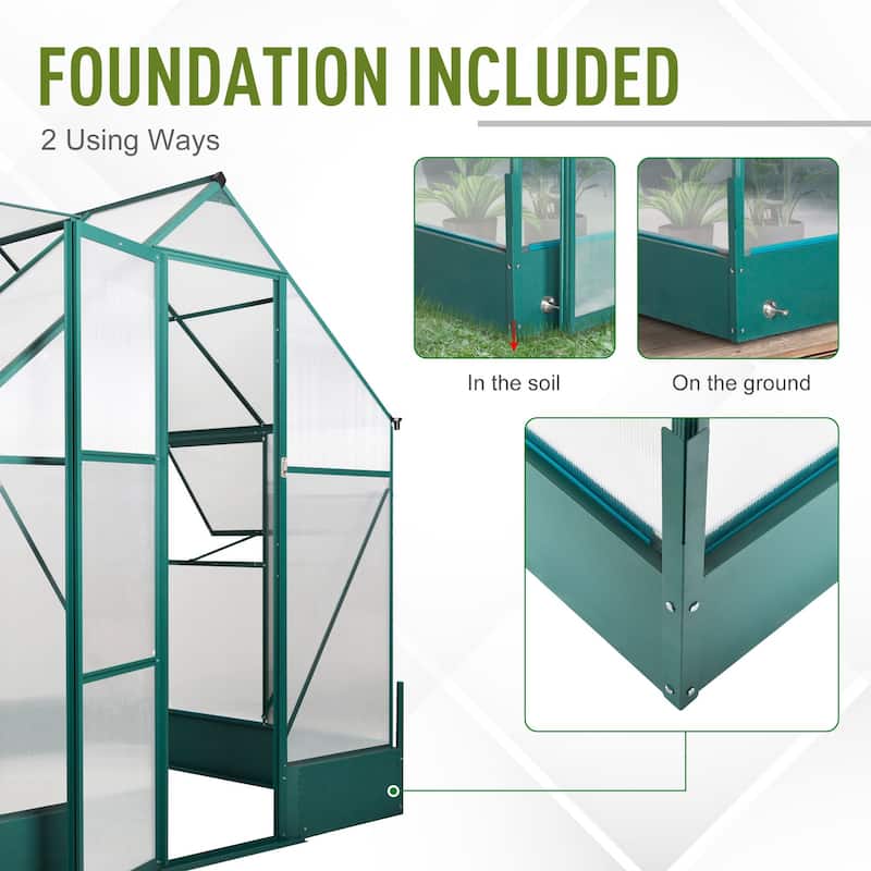 Outsunny Walk-in Plant Greenhouse for Backyard/Outdoor Use with Temperature Controlled Window, Aluminum Frame, PC Board