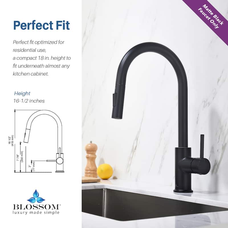 Blossom Solid Pull-Down Kitchen Faucet w/ 360 Swivel, Single Handle