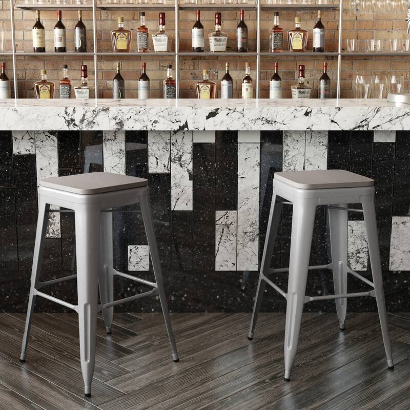 All-Weather Backless Commercial Bar Stool with Poly Resin Seat