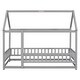 preview thumbnail 62 of 71, Floor Wooden Bed with House Roof and Fence Guardrails for Kids' Bedroom