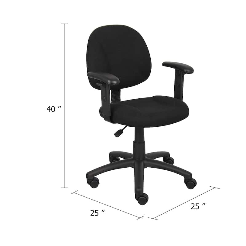 Jea Swivel Posture Chair, Adjustable Arms, Black Tweed, Wheels