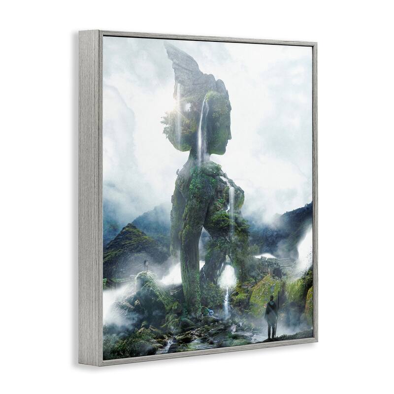 Stupell Mossy Nature Statue of Woman Framed Giclee Art Design By Barrett Biggers