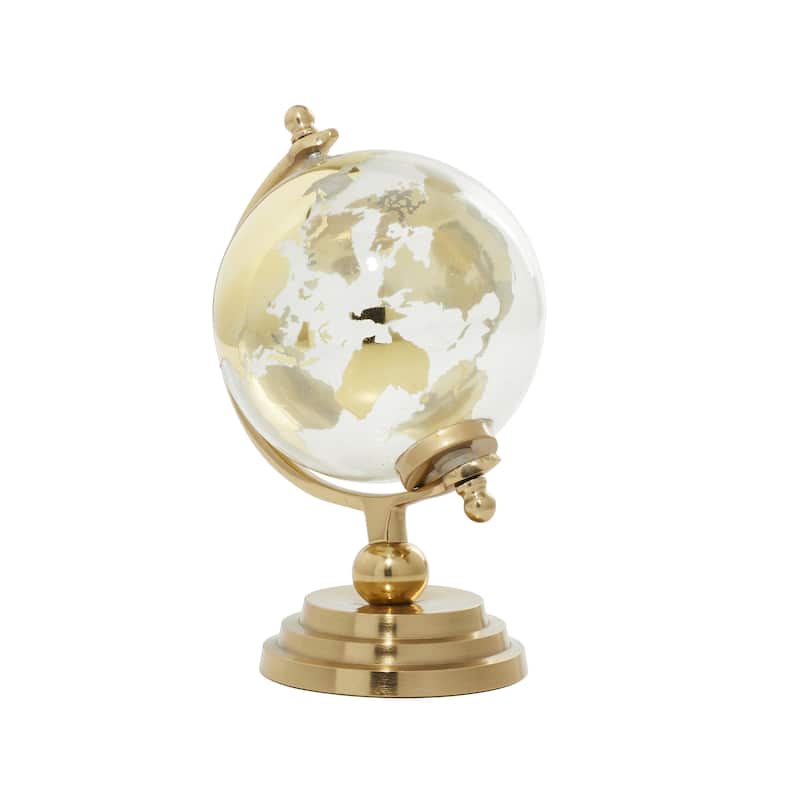 Aluminum Metal Globe with Tiered Base - Copper, Gold or Silver - Roche River Decor