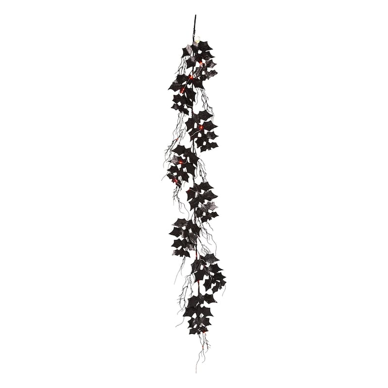 Glitzhome 6' Long LED Lighted Halloween Bat Garland Wall Hanging Decor - 6FT Garland