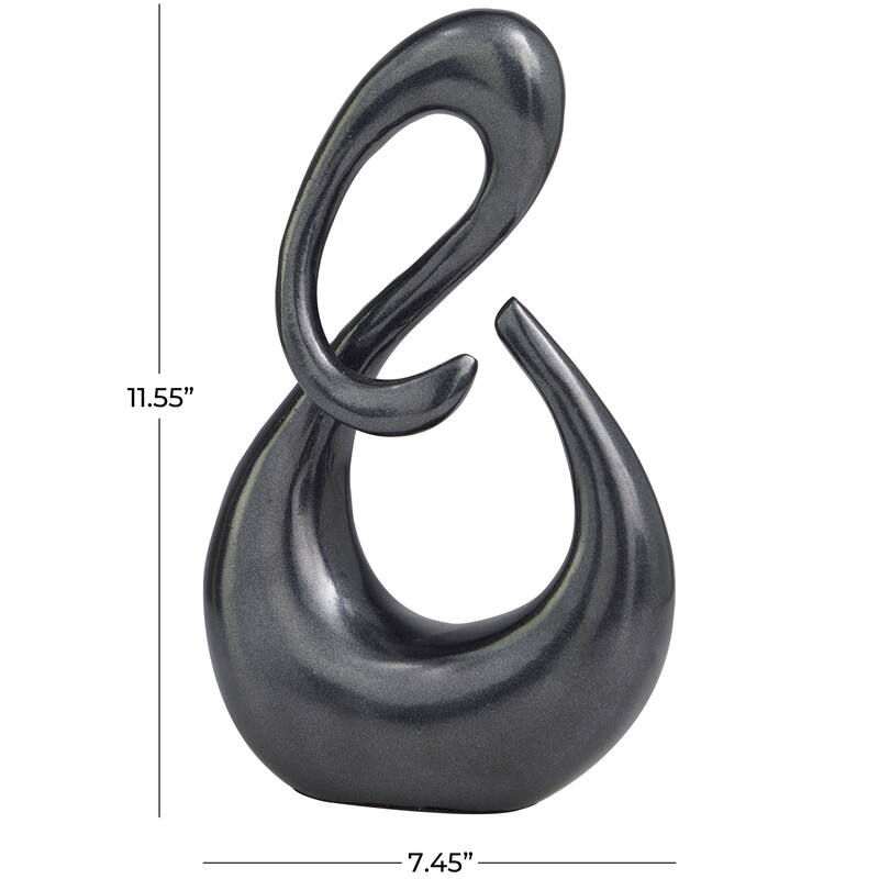 Contemporary Aluminum Metal Swirl Abstract Sculpture - Dark Gray or Gold