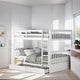 preview thumbnail 28 of 34, Full over Full Size Bunk Bed with Ladders, Solid Wood Kids Storage Bed Frame with 2-Storage Drawers for Bedroom, Walnut White