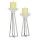 preview thumbnail 2 of 6, White Stainless Steel Glam Candle Holder (Set of 2) - 4 x 4 x 13
