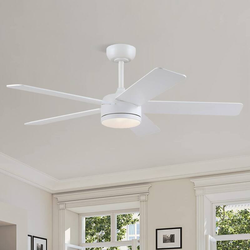 46 Inches Downrod Ceiling Fan with Light and Remote,Quiet DC Motor,Reversible Blades - 46 Inches
