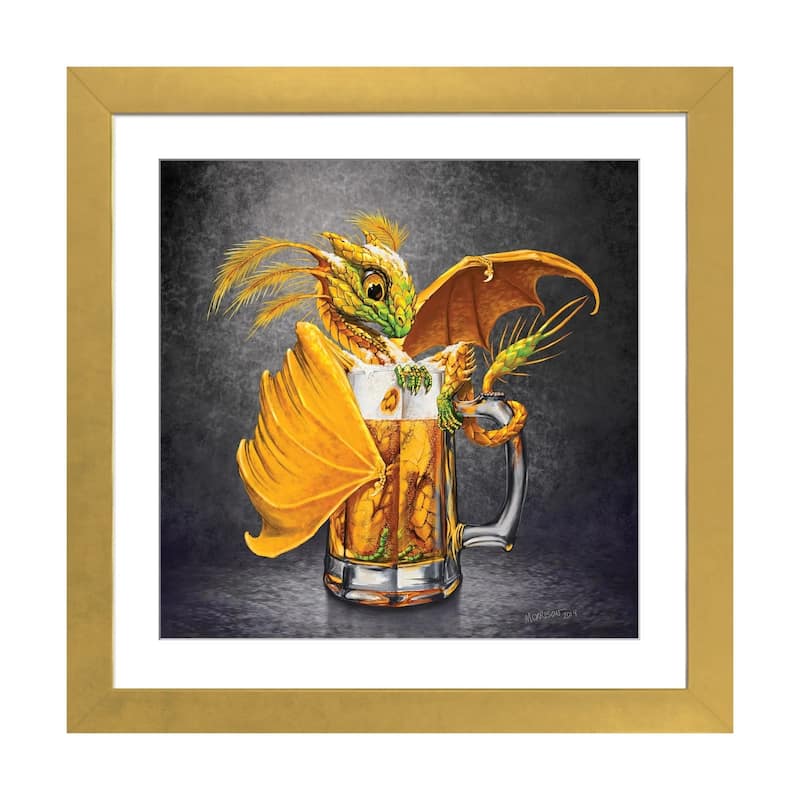 iCanvas "Beer Dragon" by Stanley Morrison - Gold - 16x16x1