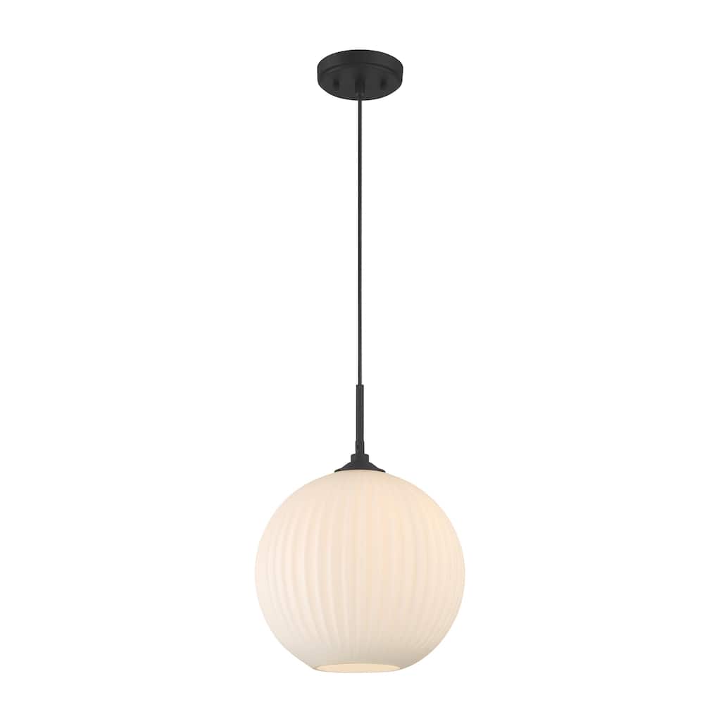 Acroma 1 - Light Striped Frosted Glass Globe Pendant Light