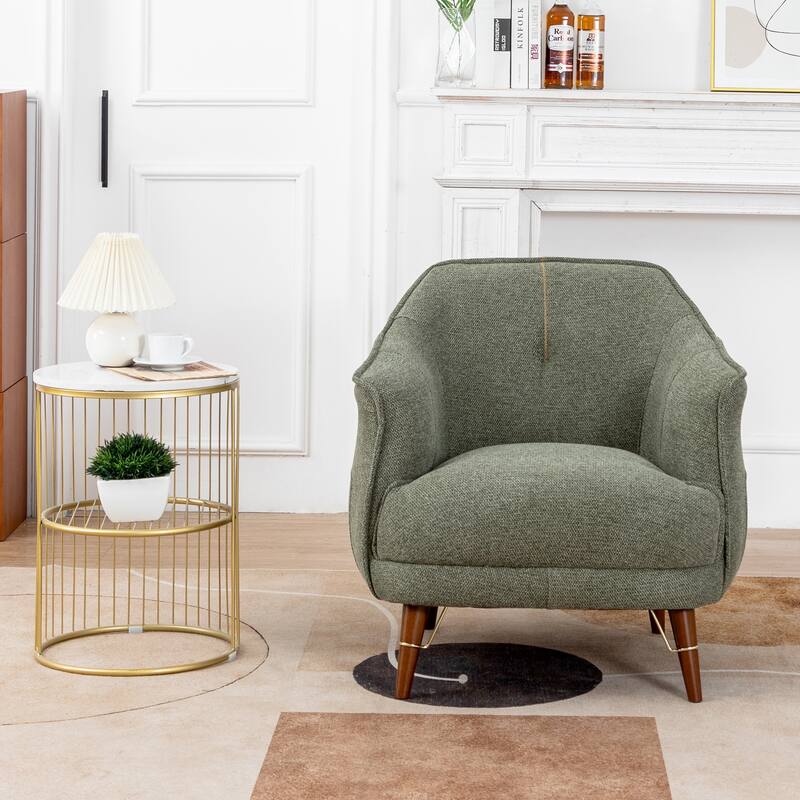 XINMICS Mid-Century Modern Accent Chair, Tufted Upholstered Armchair for Living Room, Bedroom, Set of 1