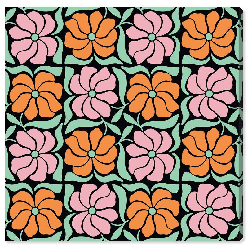 Wynwood Studio Canvas Floral and Botanical Sweet 16 Flowers Black and Mint Green Modern & Contemporary Wall Art Canvas Print - 30 x 30