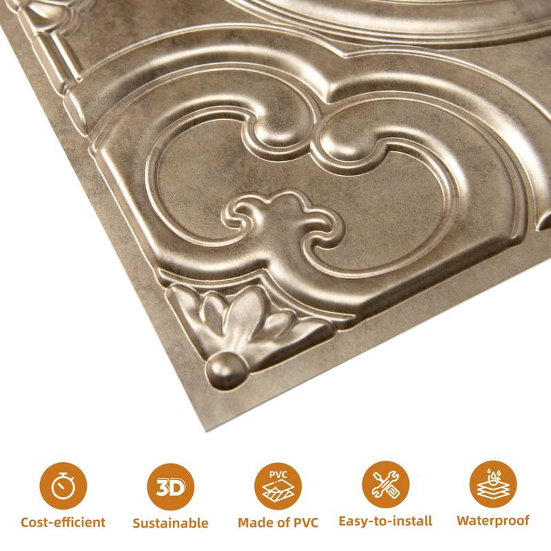 Atr3d 12 Pack 24"x24" 3D Wall Panel Ceiling Tiles Cover 48 Sq.Ft. for Home Decor