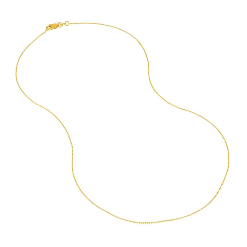 Curata 18k Yellow Gold 0.7mm Cable Chain Necklace (Lobster)