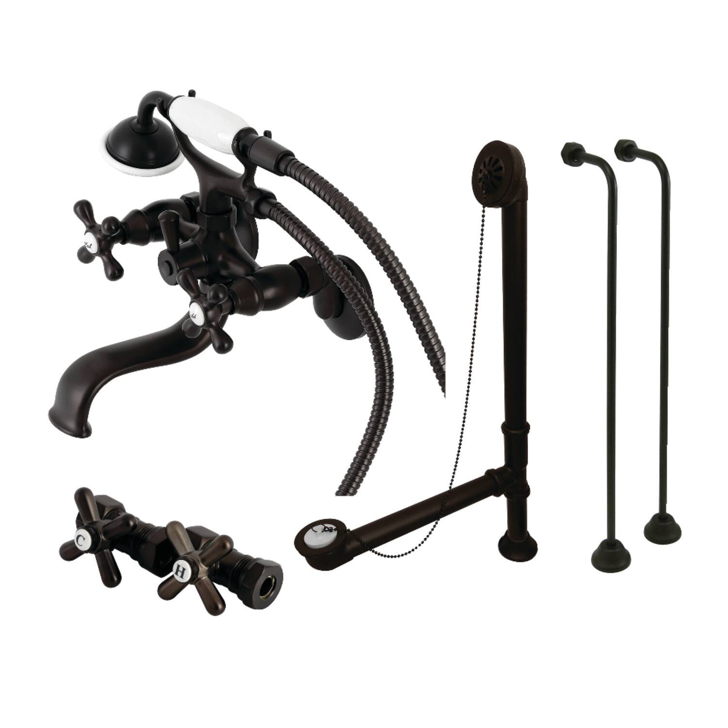 Kingston Brass Vintage Tub Wall Mount Clawfoot Tub Faucet Package with