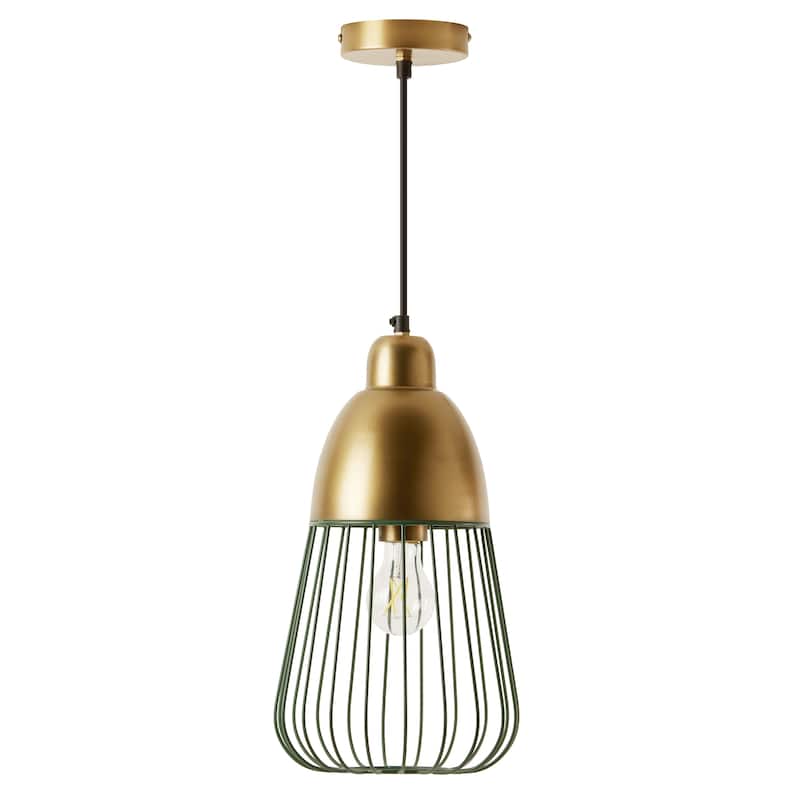 Alexis River of Goods Gold and Emerald Metal 8.25-Inch Pendant Light with Adjustable Hanging Cord - 8.25" x 8.25" x 17/71.75"