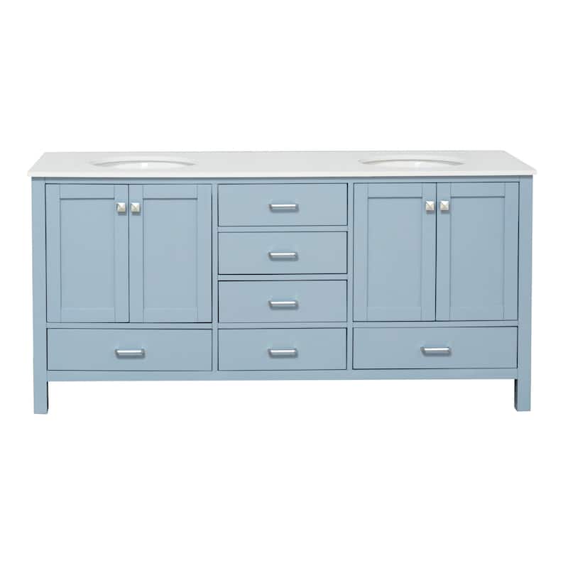 KitchenBathCollection Horizon 72" Double Bathroom Vanity with Engineered White Top