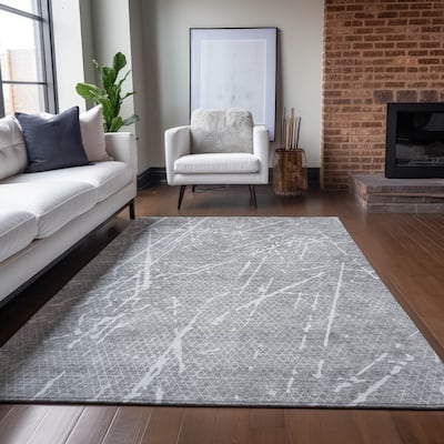 Machine Washable Indoor/ Outdoor Chantille Contemporary Crackle Rug