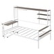 preview thumbnail 8 of 34, Metal Daybed with Movable Desk, Metal Slat Support Bed Frame Metal Grid, Shelves and Clothes Hanger