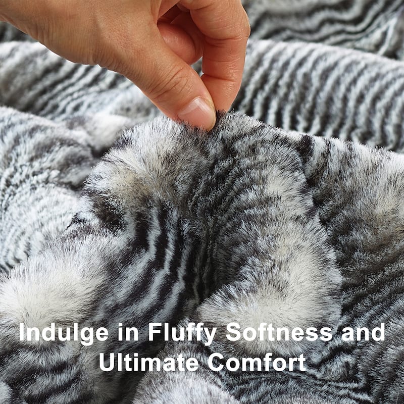 Thick StripeRabbit FauxFur Throw Fuzzy Soft Plush Blanket for Sofa