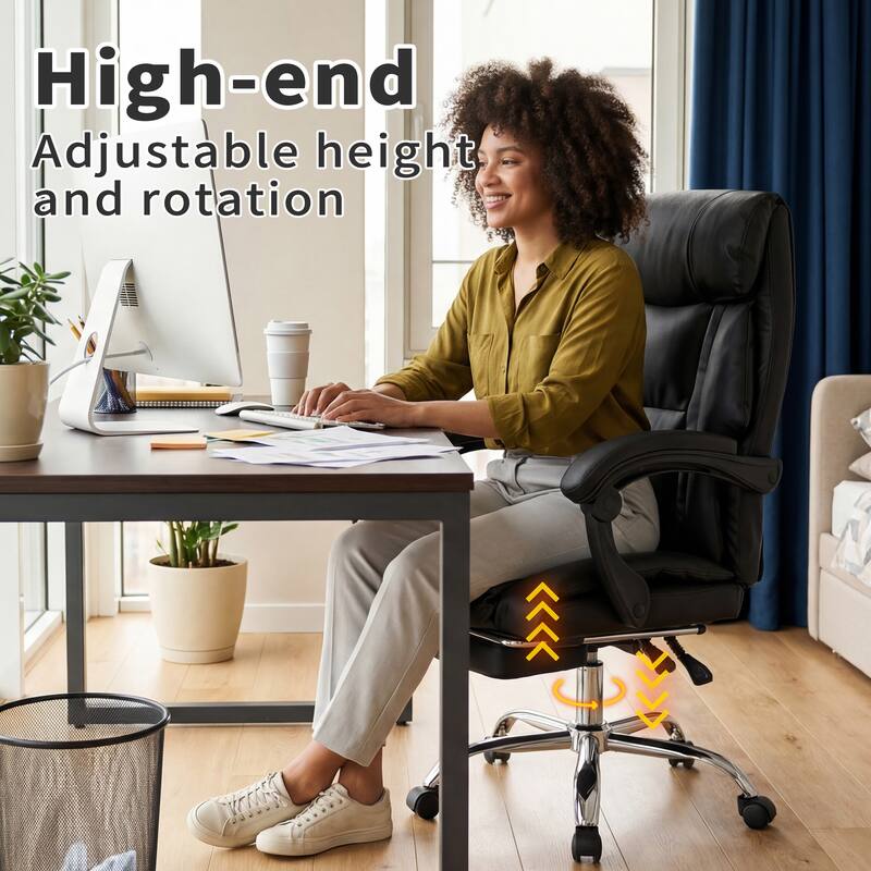 Office Adjustable Height Executive Desk Chair with Foot Rest Comfortable Computer Chair High Back Reclining Gaming Chair