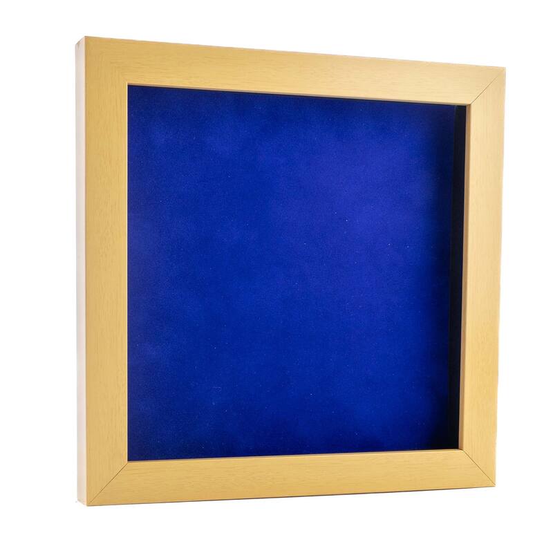20x20 Shadow Box Frame Natural Wood | With a 3/4" Usable Display Depth | Includes a Royal Blue Real Suede Texture Acid-Free - Holds 20x20 Photo